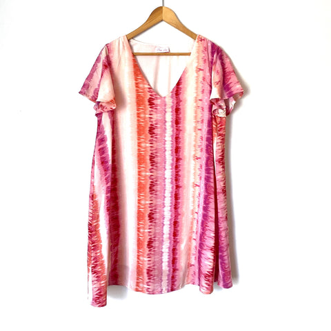 Pink Lily Pinks and Orange Tie Dye Dress- Size L