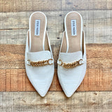 Steve Madden White Croc Embossed Chain Loafer Slides- Size 10 (BRAND NEW CONDITION)