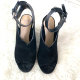 Marc Fisher Black Suede Slingback Peeptoe- Size 8