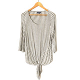 ModCloth Grey Striped Tie Front Top- Size XL