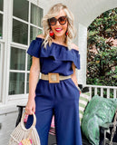 Gibson Navy Off the Shoulder Wide Leg Jumpsuit NWT- Size XXS