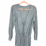 Honeydew Light Grey Heathered Front Ruched Drawstring Waist Jumpsuit- Size L