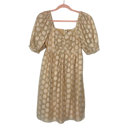 English Factory Tan Polka Dot Wire Bodice Dress NWT- Size XS