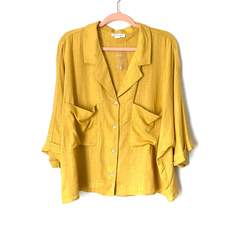 ChicSoul Yellow Button Up Top- Size 1X