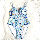 Lilly & Lime Aqua Blue Floral One Piece- Size 38F