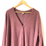 Wishlist Mauve Purple Waffle Knit Long Sleeve Thermal Button Top- Size S/M