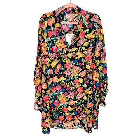 Show Me Your Mumu Black Fruit Print Button Up Cover-Up NWT- Size XXL