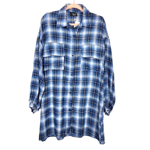 Vici Exclusive x Fate Blue Plaid Balloon Sleeve Dress NWT- Size M (sold out online)