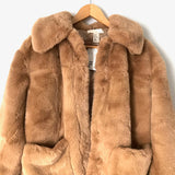 H&M Tan Faux Fur Oversized Button Down Jacket NWT- Size XS