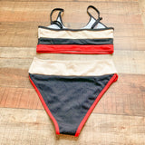 Shein Red/Black/Cream Ribbed Bikini Set NWOT- Size M