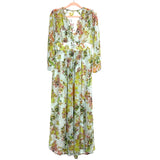 Kori America Blue Floral Front Button Closure Open Front Cover Up Dress- Size S