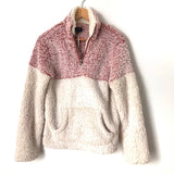 Love Tree Faux Fur Red/Cream Zipper Pullover NWT- Size S