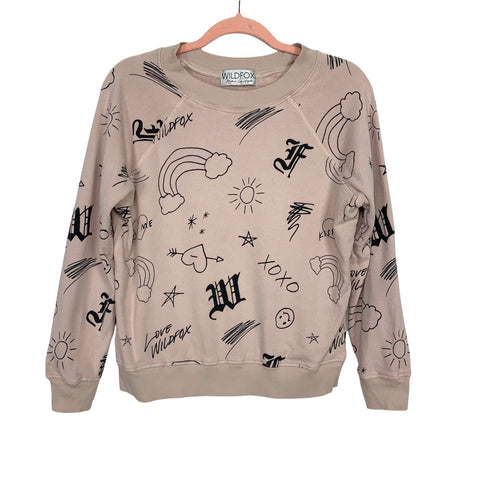 Wildfox Blush Pink Printed Sweatshirt- Size XS (see notes)