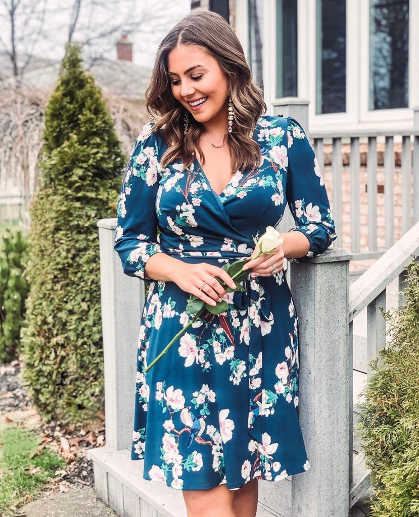 Eliza J Green Floral and Bird Print Belted Dress- Size 14 The Saved Collection Eliza J Green Floral and Bird Print Belted Dress- Size 14 The Saved Collection
