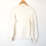 Joseph A Mockneck Sweater Criss Cross Pattern in Soft White- Size S