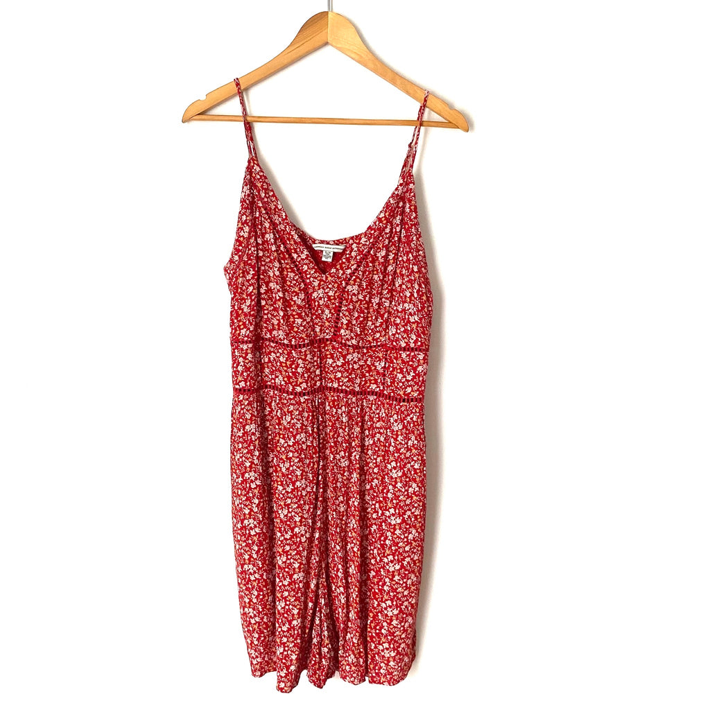 strapless open back dress American Eagle Outfitters Red Floral Crochet (no lining) Romper- Size – The  Saved Collection