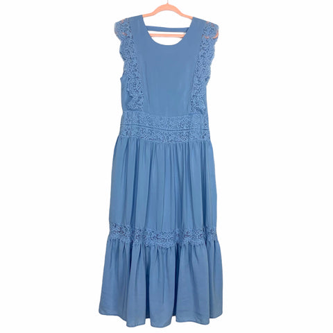 Joy Joy Blue Lace Trim Maxi Dress NWT- Size L