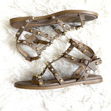 Misguided Brown Studded Gladiator Sandals - Size 7.5