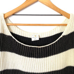 By Together Cream and Black Striped Oversized Boat Neck Sweater- Size M/L