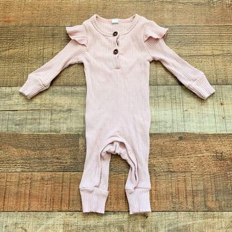 No Brand Pink Ribbed Jumpsuit- Size ~0-3M (See Notes)