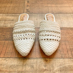 Sam Edelman White Leather Braided Mules- Size 8.5