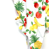 No Brand White Fruit Ruffle Side Low Back One Piece Swimsuit- Size ~L (See Notes)