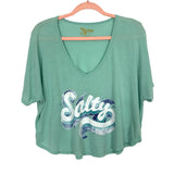 Mumu Mellow Mint Salty V-Neck Cropped Tee- Size XS (see notes)
