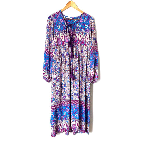 R. Vivimos Purple Printed Midi Dress- Size S (4/6)