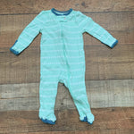 Cloud Island Turquoise/Teal Polka Dot Print Zip Up Footie with Mittens- Size 3-6M