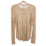 Aerie Cream/Caramel Animal Print Ribbed Knit Henley- Size L (sold out online)