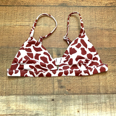 No Brand White/Brown Animal Print Bikini Top- Size S (We have matching bottom)