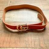 CG Tan with Gold CG Faux Leather Belt- Size ~S/M (see notes)