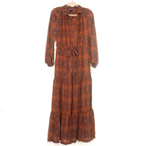 Scoop Brick Orange/Blue Maxi Belted Shirt Dress NWT- Size L (12-14)