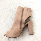 Bamboo Peep Toe Slingback Booties with Side Zipper- Size 8.5