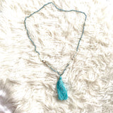 No Brand Turquoise Beaded Tassel Necklace