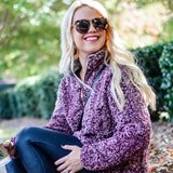 Pink Lily Purple Faux Fur Quarter Zip Pullover- Size S