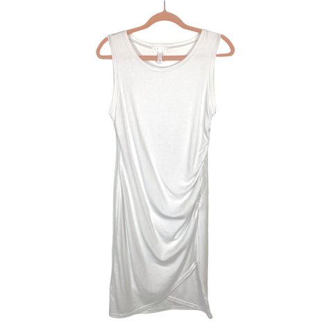 Leith White Side Ruched Tank Dress- Size M