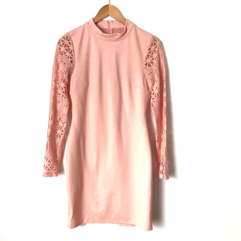 Lulus Pink Lace Long Sleeve Dress- Size M