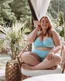 Lands End Light Blue/Aqua Twist Front Underwire Bikini Top- Size 18W (we have matching bottoms, sold out online)