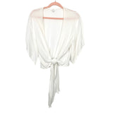ELAN Beach White Front Knot Top/Kimono- One Size