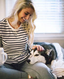 BP White/Black Striped Crew Neck Top with White Collar- Size S