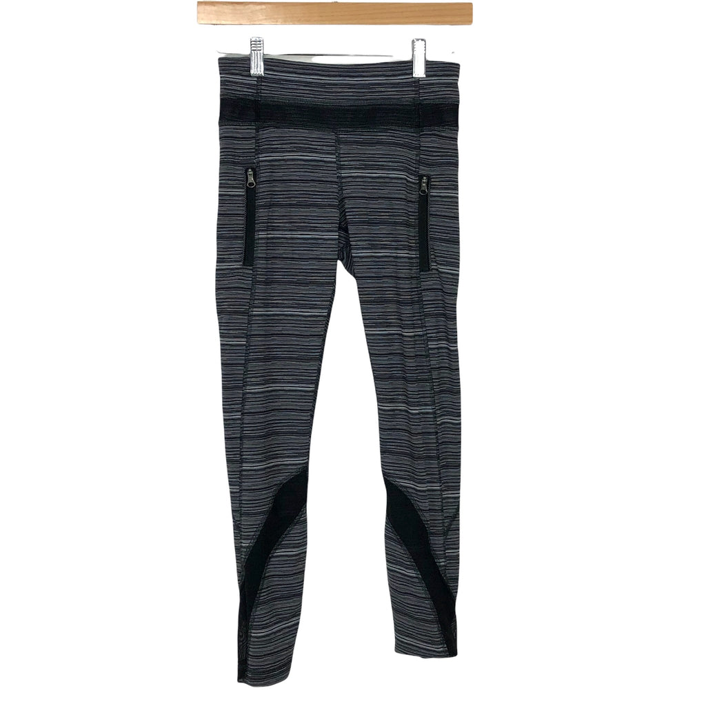 Lululemon Black and White Striped with Zipper Front Pockets and Mesh H –  The Saved Collection