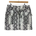 Topshop Black/White Snakeskin Zip Front Faux Leather Belted Skirt- Size US12