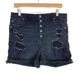 American Eagle Black Ne(x)t Level Stretch Distressed Button Fly Shorts- Size 14