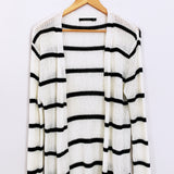 Doe & Rae White Striped Duster Cardigan- Size M