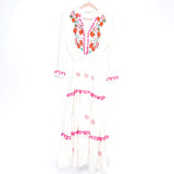 Chicwish White Embroidered Pom Pom Trim Dress- Size M (see notes)
