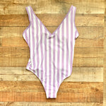 Kona Sol Purple/White Striped V-Neck Padded One Piece- Size XL (sold out online)