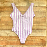 Kona Sol Purple/White Striped V-Neck Padded One Piece- Size XL (sold out online)