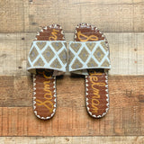 Sam Edelman White/Gold/Silver Beaded Slide Sandals- Size 7