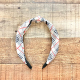 No Brand Cream/Black/Red Plaid Top Knot Headband